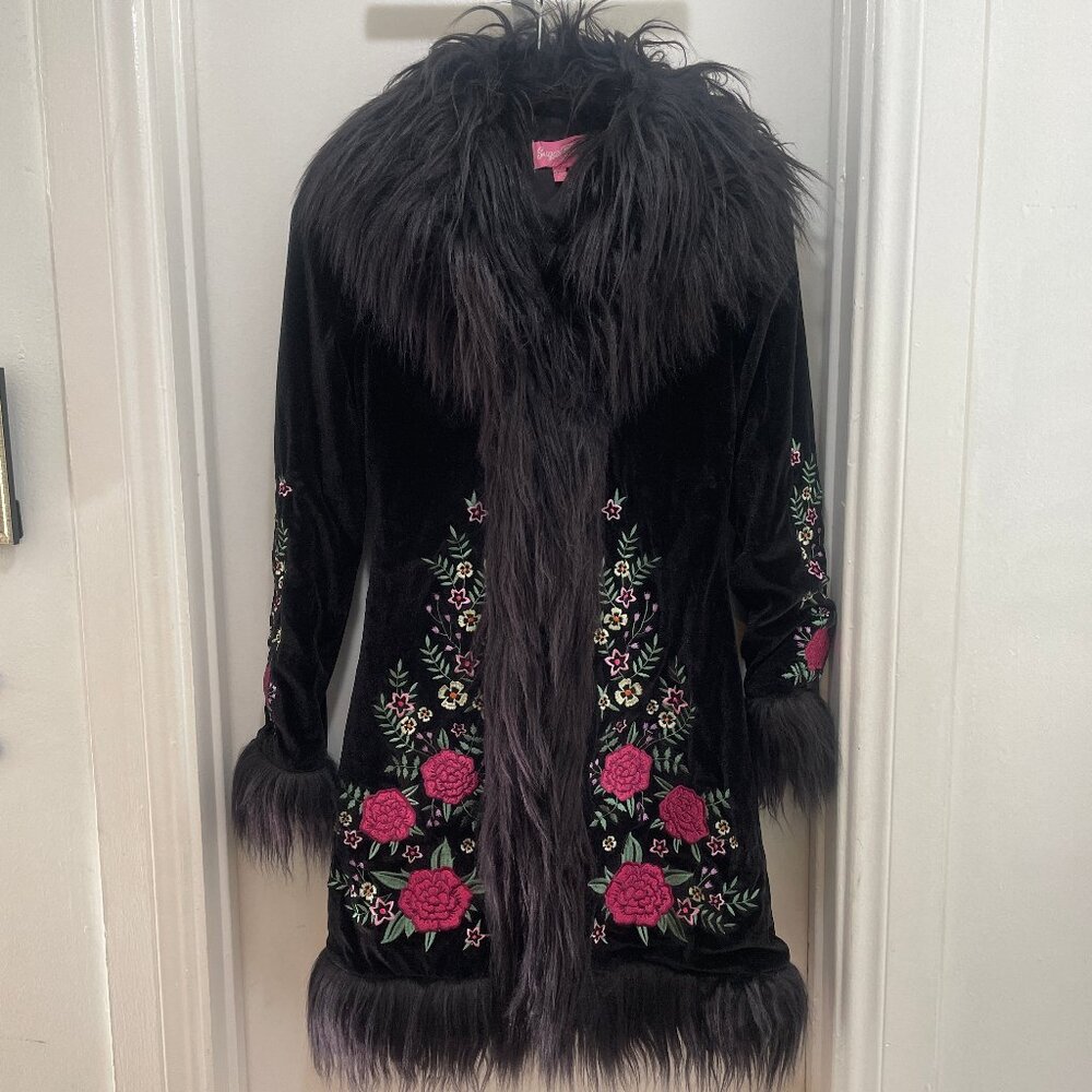 Sugar Thrillz XXS women's Bohemian long coat with floral embroidery